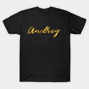 Audrey Name Hand Lettering in Faux Gold Letters T-Shirt